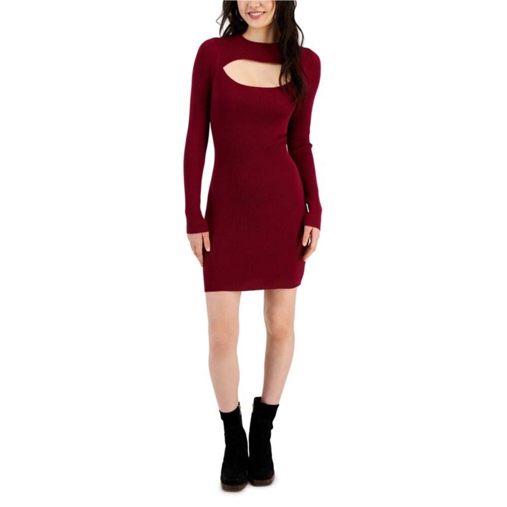 Hooked Up by IOT Womens Cut Out Neck Sweater Dress, , Juniors, XL, DM